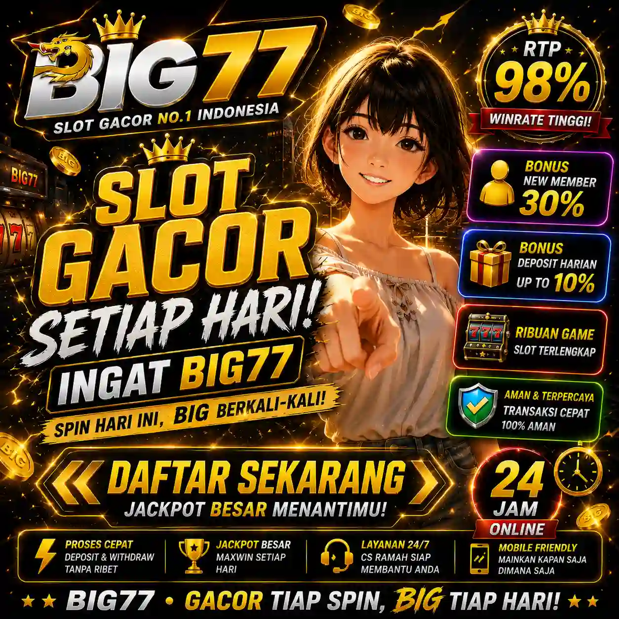 BIG77: Main Link Slot Gacor Hari Ini Keseruan Situs Mania Gampang Menang Besar
